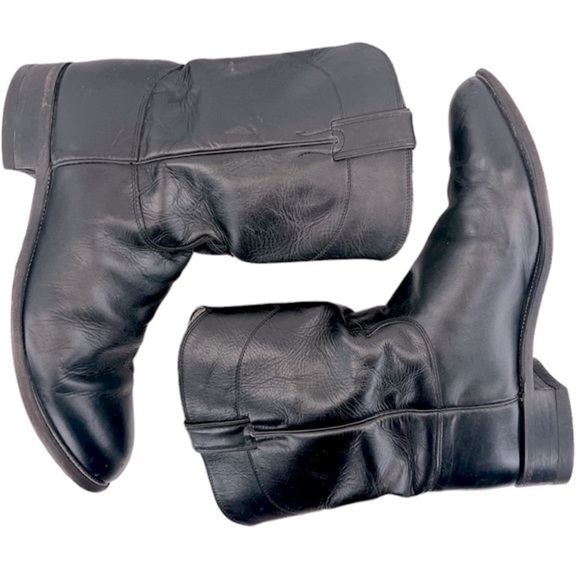 Justin Boots Ropers Collection Black Kipskin Western Boots - Picture 2 of 15